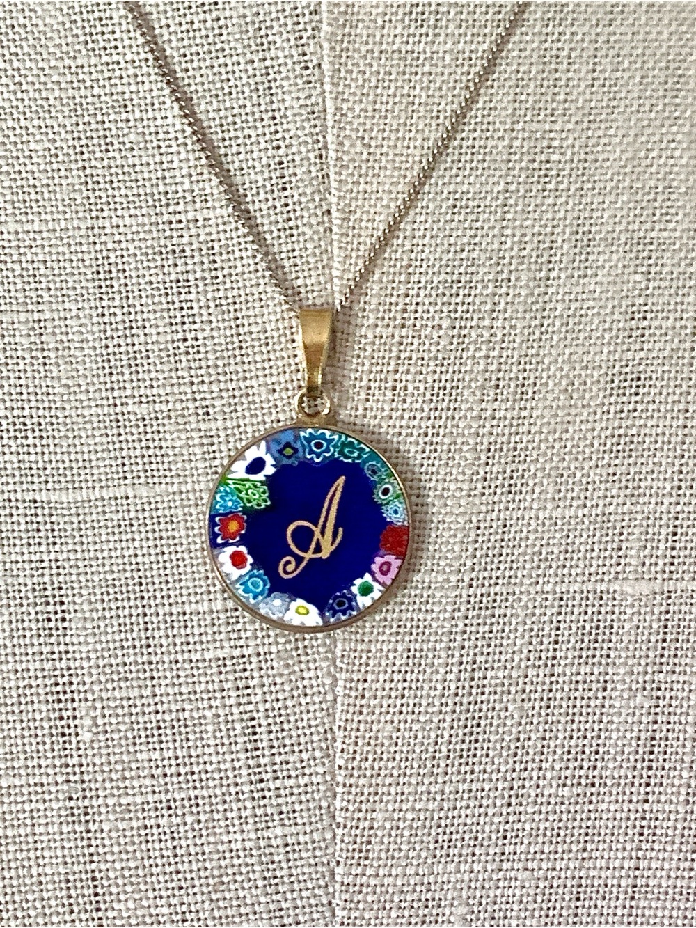 Murano Glass Murrina Pendant Monogram A